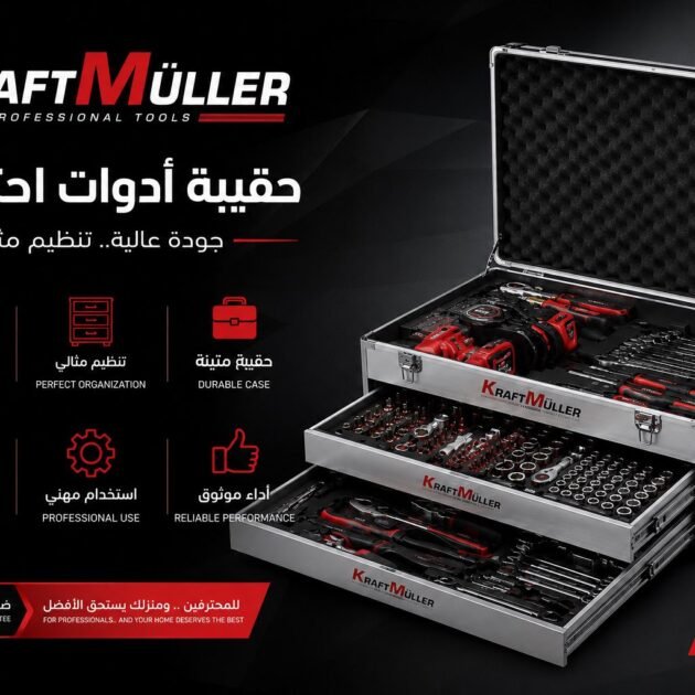 حقيبة مفاتيح احترافية kraft muller المانية اصلية  232 قطعة مع viseuse a battrie